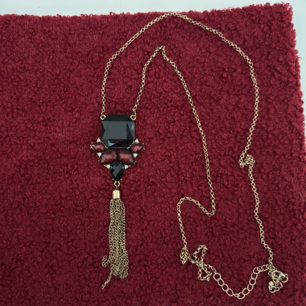 Long Chain Black and Gold Necklace